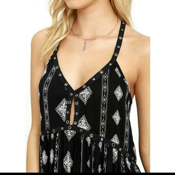 Amuse Society Anthropologie Ashby Black Print Slip Dress NWOT - Picture 4 of 5